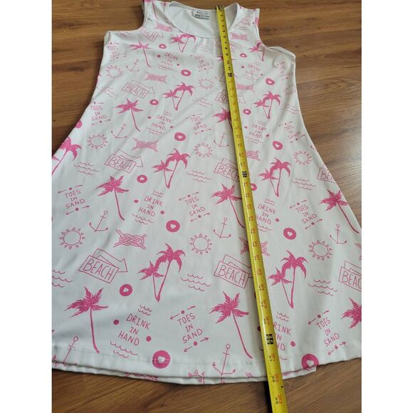 Women's Southeast Salt Sundress/Cover-up Pink and White Tropical Beach Palm Tree - Picture 6 of 6